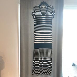 Michael Kors black and white stripe maxi dress. Size M